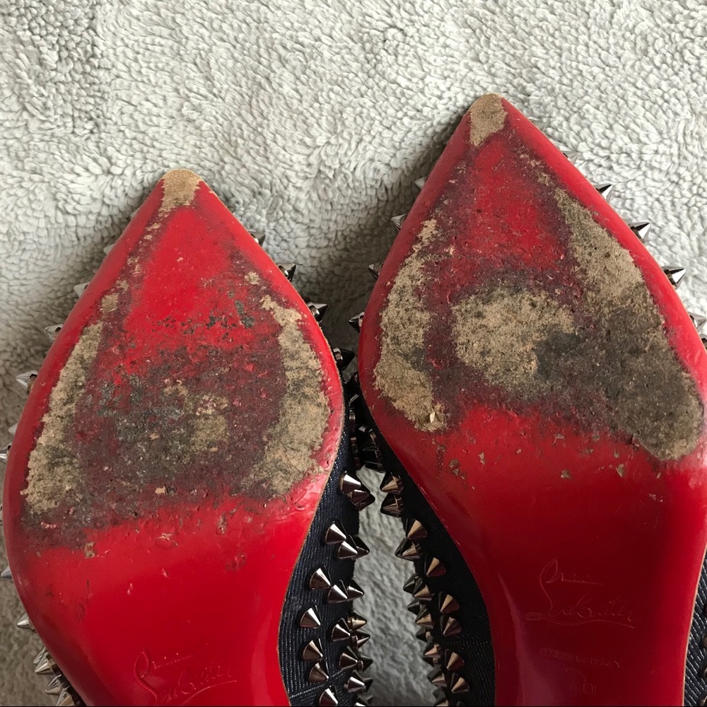 Christian Louboutin Pigalle Studded Denim Pumps - Picture 6 of 16